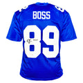 Kevin Boss Signed SB XLII Inscription New York Blue Football Jersey (JSA)