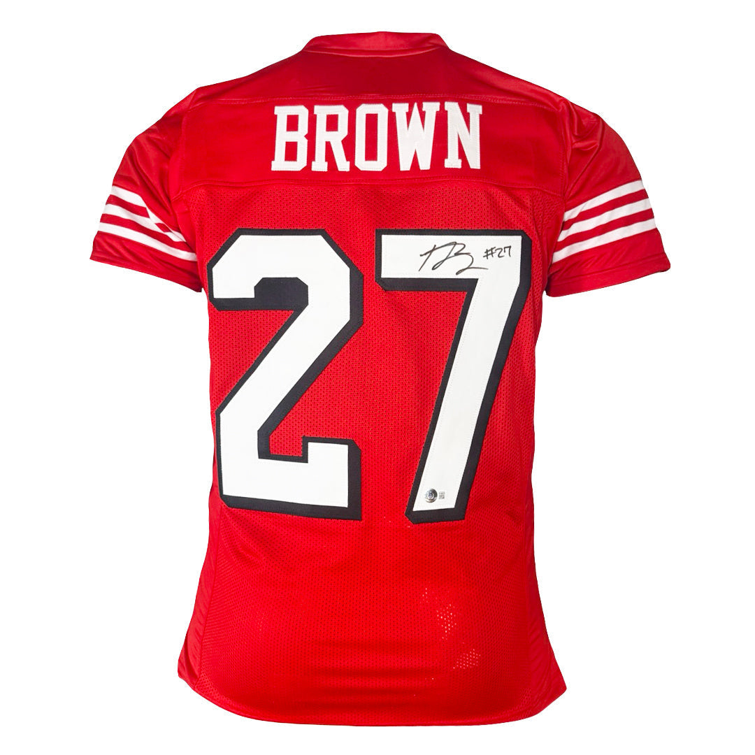 Ji'Ayir Brown Signed San Francisco Red Football Jersey (Beckett)