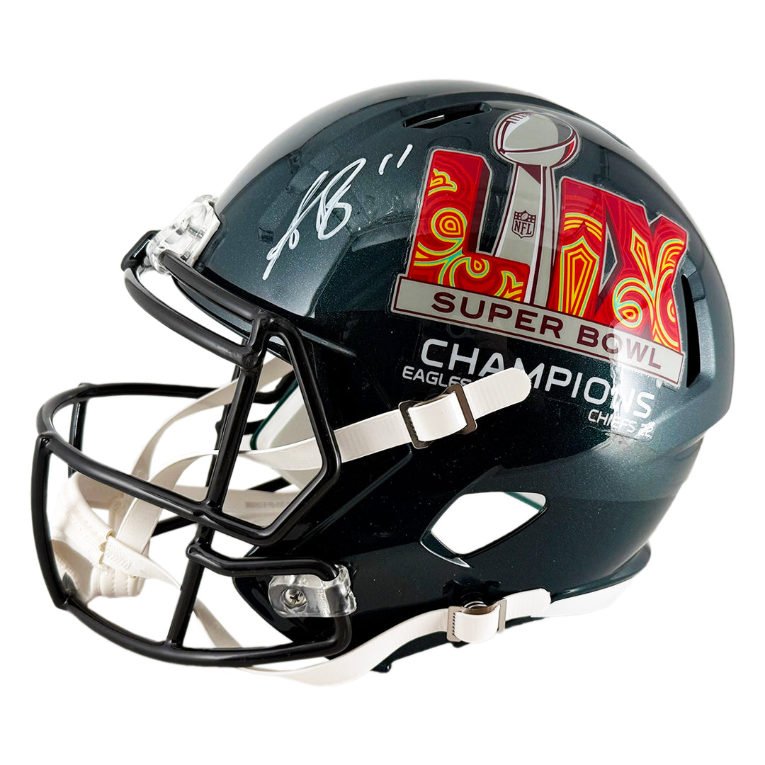 AJ Brown Signed Super Bowl LIX Philadelphia Eagles Speed Full-Size Replica Football Helmet (Beckett)