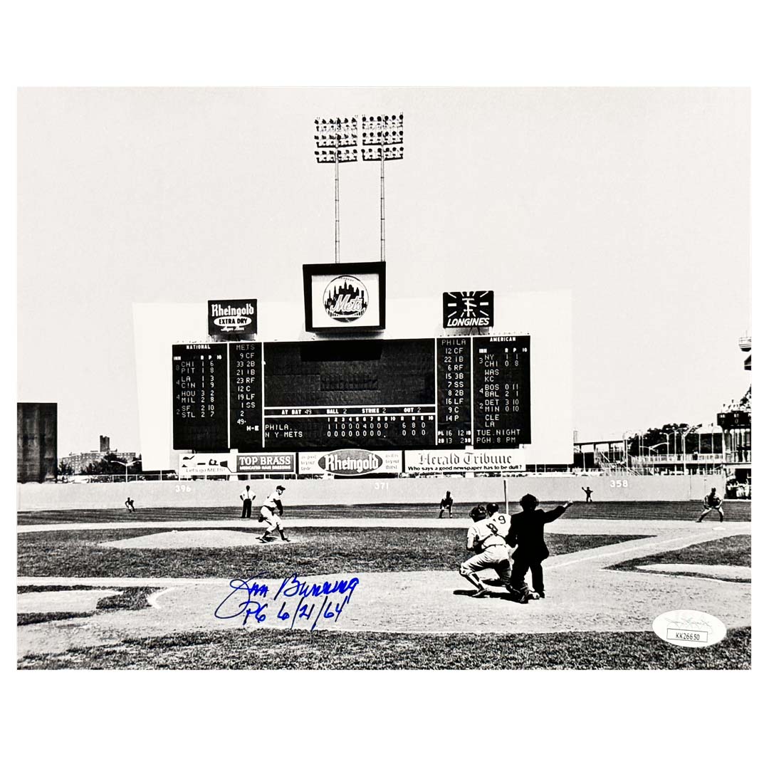 Jim Bunning Signed PG 6/21/64 Inscription Pose 1 8x10 Photo (JSA)