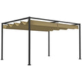 10' x 7' Retractable Pergola Canopy, Outdoor Sun Shade, Khaki