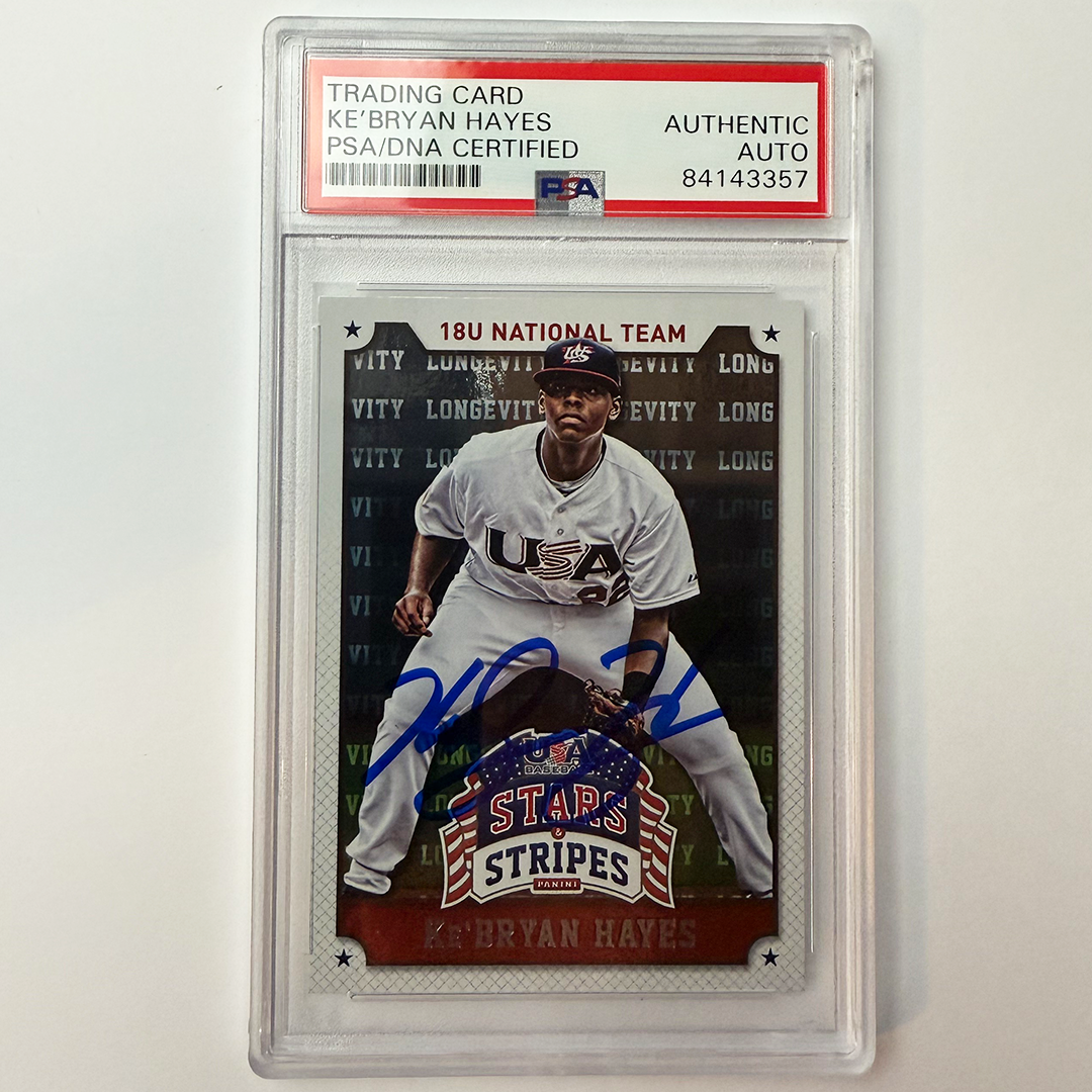 Ke'Bryan Hayes Signed 2015 Panini Stars Stripes Longevity U18 #57 PSA Auto Authentic