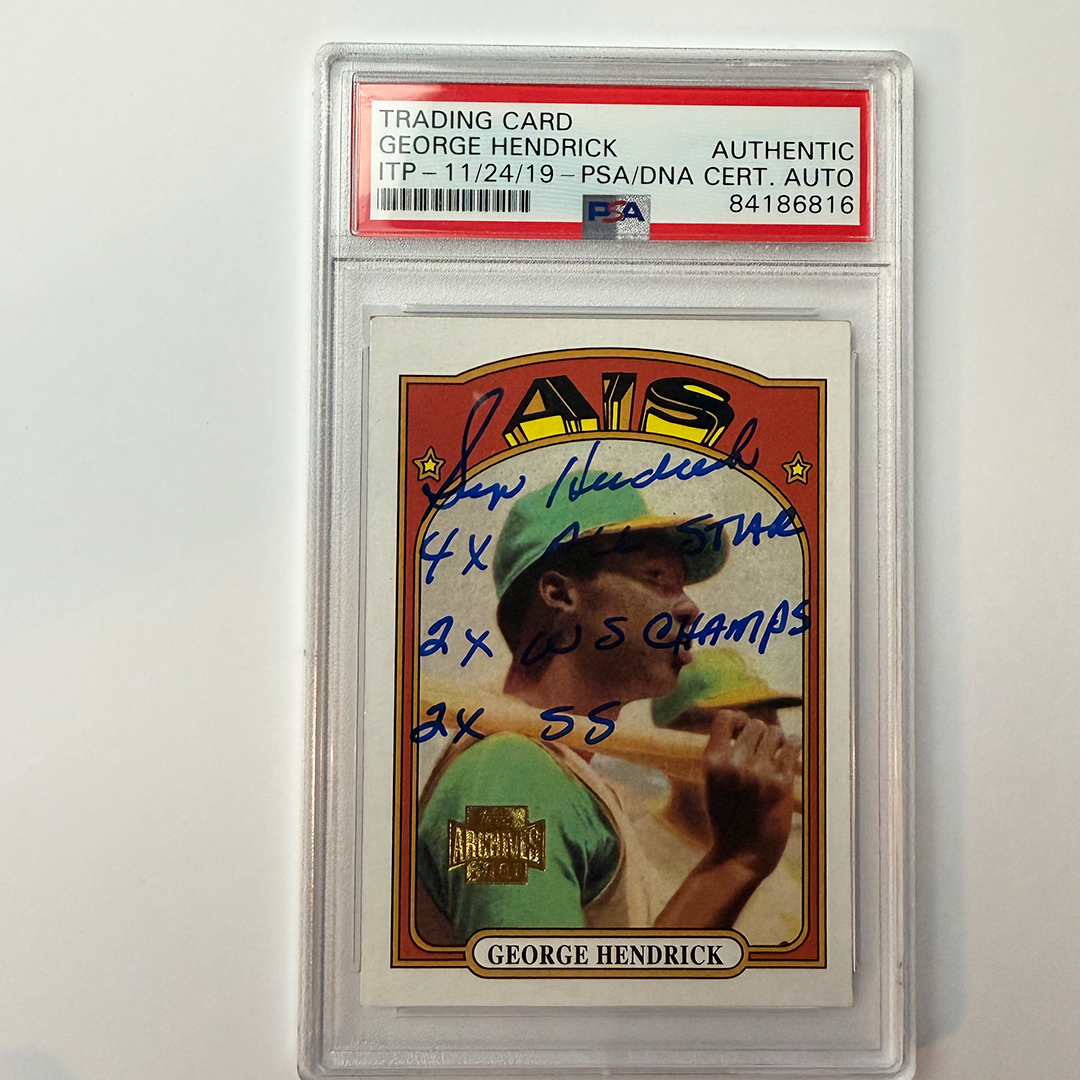 George Hendricks Signed 2001 Topps Archive w/3 Inscriptions PSA Auto Authentic