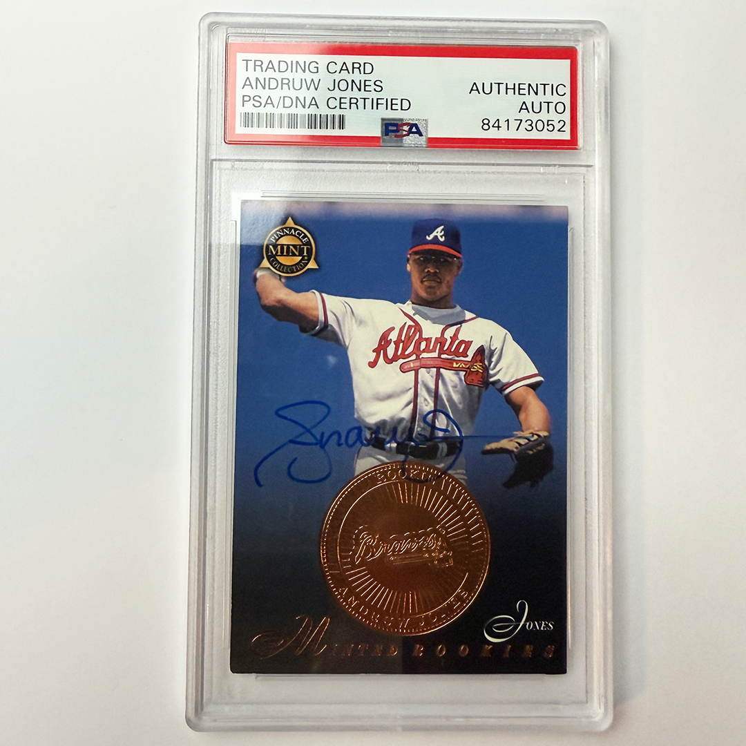 Andruw Jones Signed 1998 Pinnacle Mint #29 PSA Auto Authentic