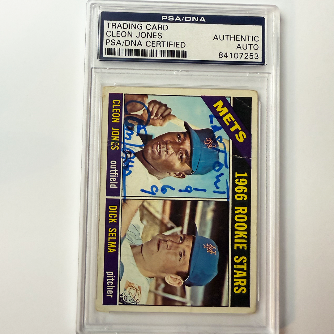 Cleon Jones Signed 1966 Topps Rookie #67 Last Out 1969 PSA Auto Authentic