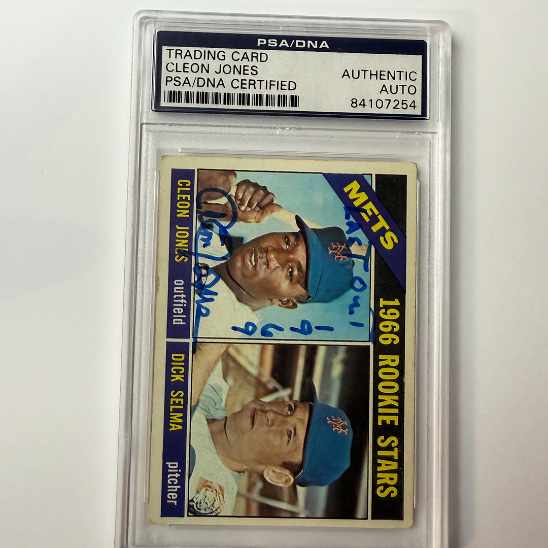 Cleon Jones Signed 1966 Topps Rookie #67 Last Out 1969 PSA Auto Authentic