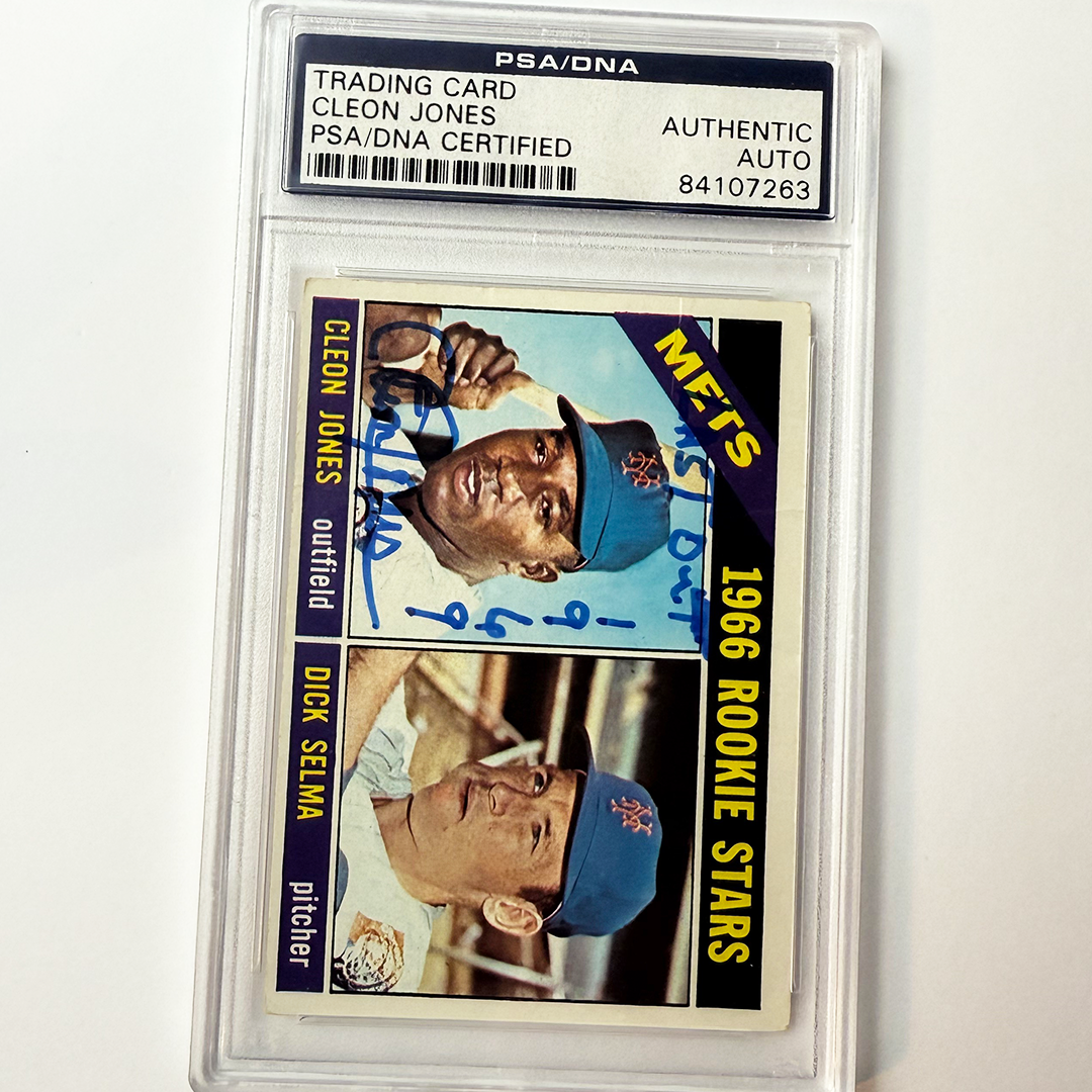 Cleon Jones Signed 1966 Topps Rookie #67 Last Out 1969 PSA Auto Authentic