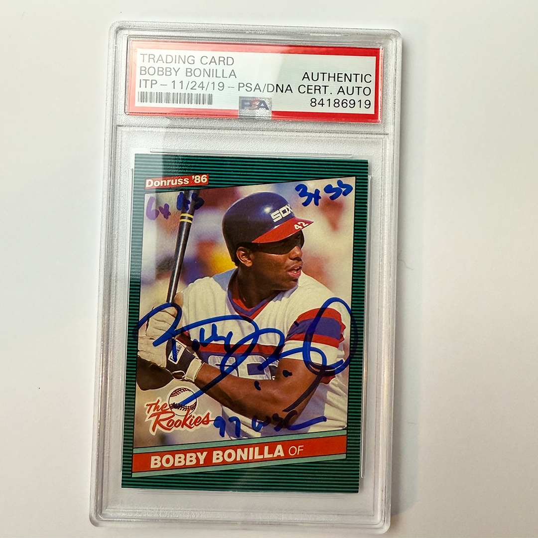 Bobby Bonilla Signed 1986 Donruss The Rookies #30 With 3 Inscriptions PSA ITP Auto