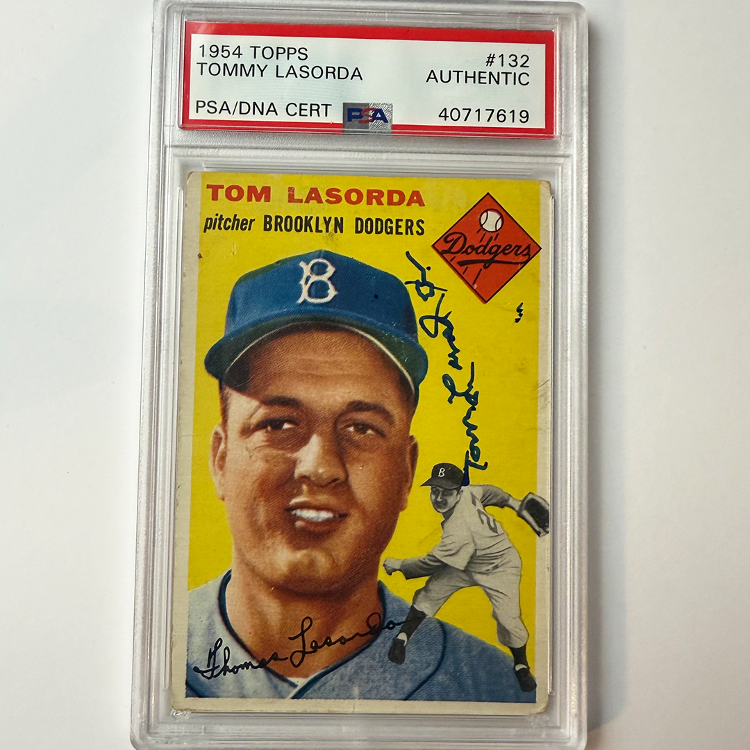 Tommy Lasorda Signed 1954 Topps Rookie #132 PSA Auto Authentic