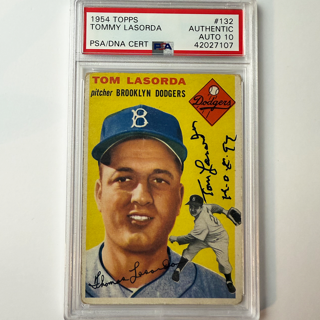 Tommy Lasorda Signed 1954 Topps Rookie #132 HOF 97 PSA 10 Auto