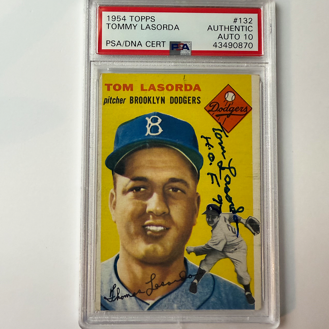 Tommy Lasorda Signed 1954 Topps Rookie #132 HOF 97 PSA 10 Auto