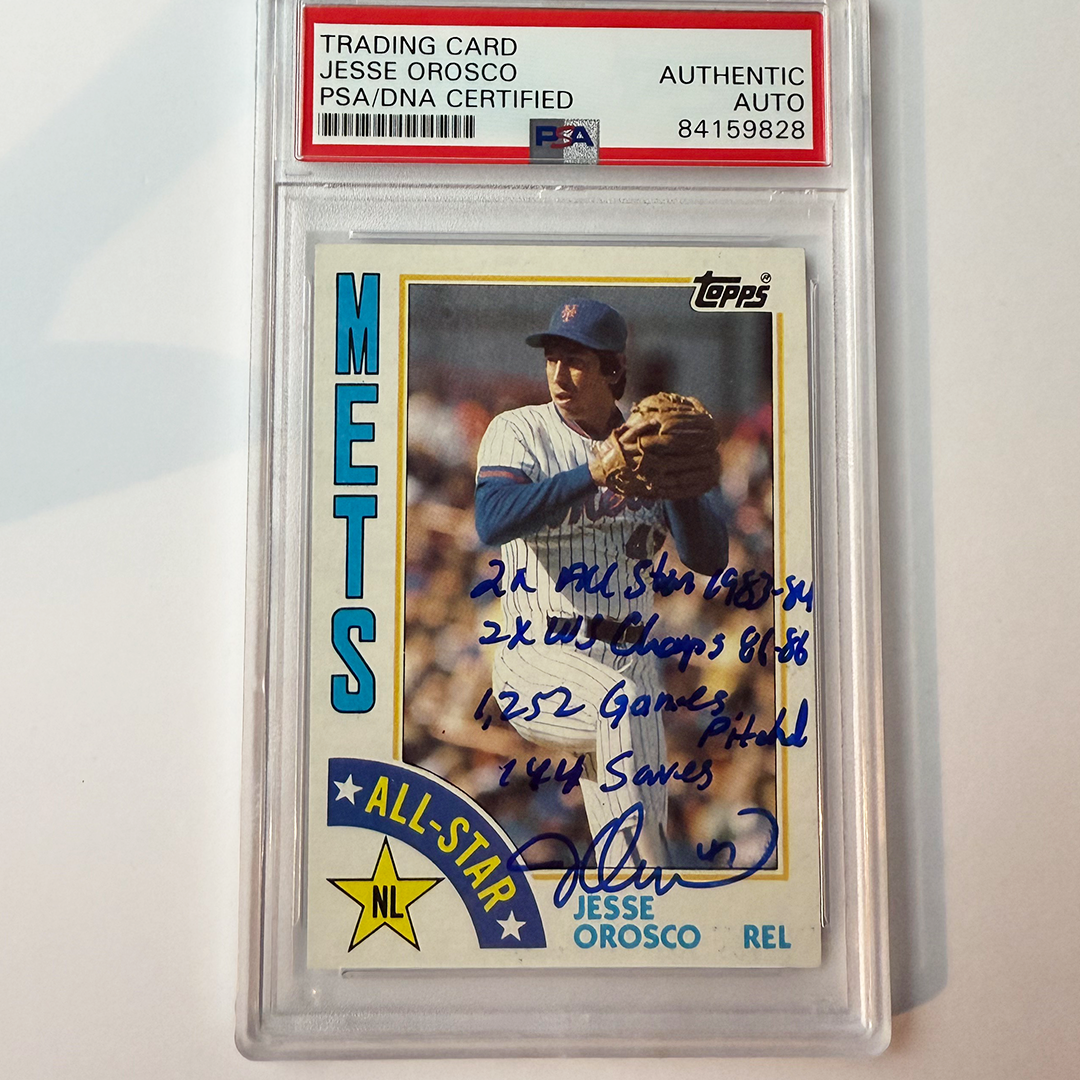 Jesse Orosco Signed 1984 Topps #396 w/4 Inscriptions PSA Auto Authentic