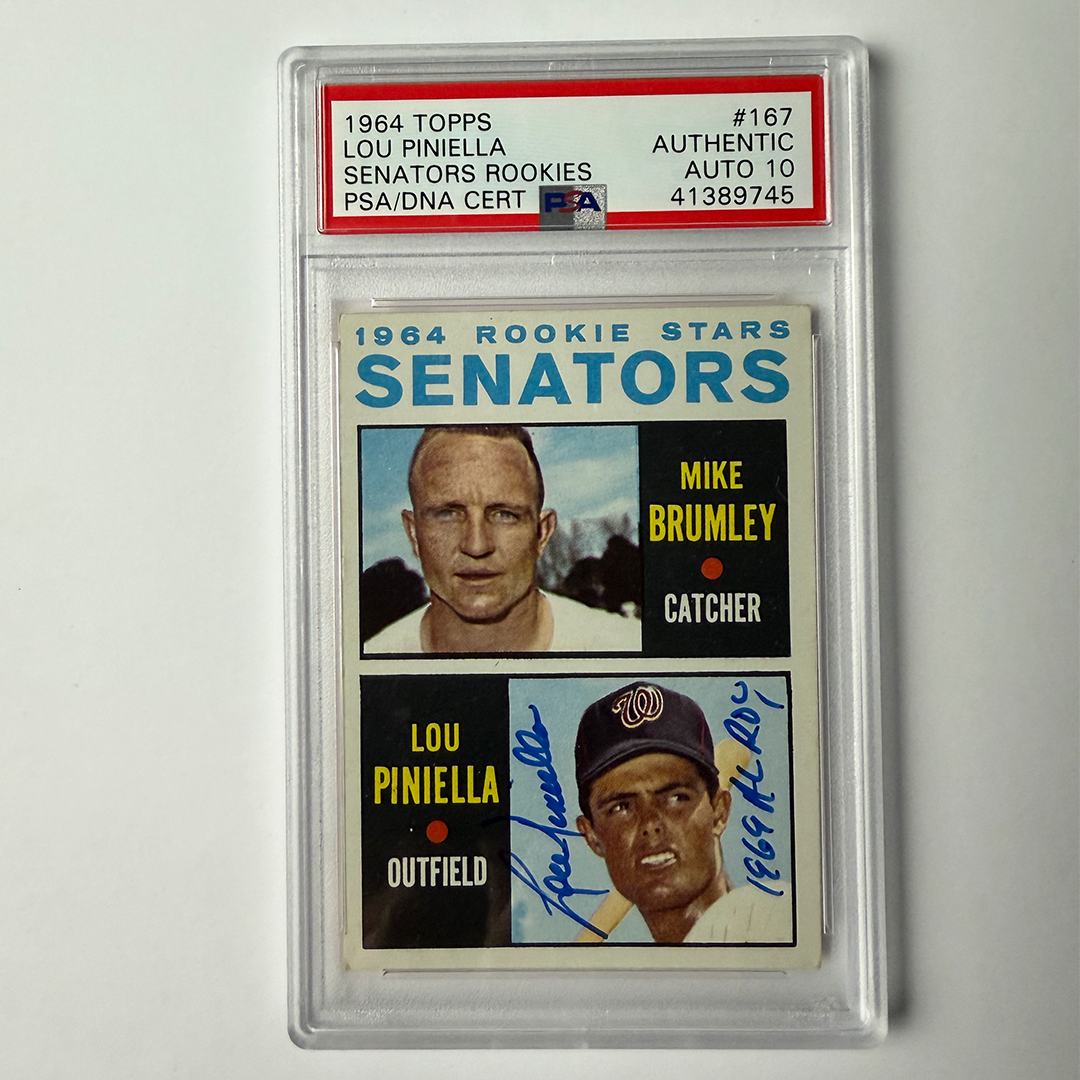 Lou Piniella Signed 1964 Topps Rookie Inscribed #167 PSA 10 Auto