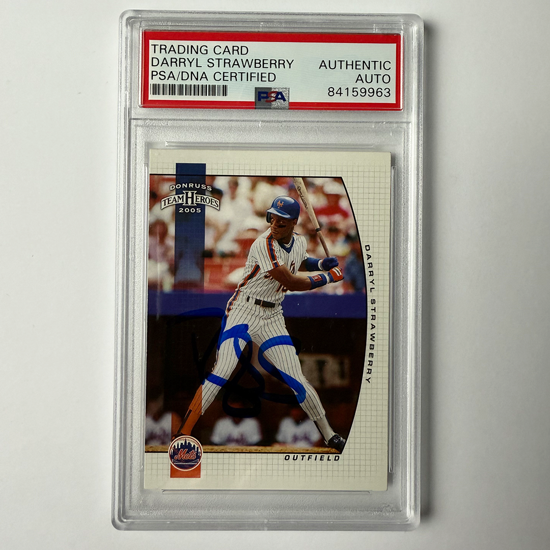 Darryl Strawberry Signed 2005 Donruss Team Heroes #194 PSA Auto Authentic