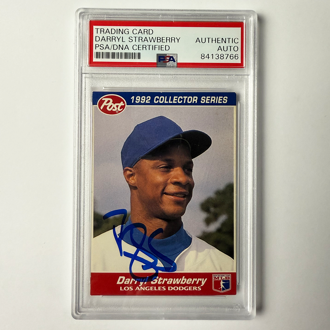 Darryl Strawberry Signed 1992 Post #10 PSA Auto Authentic