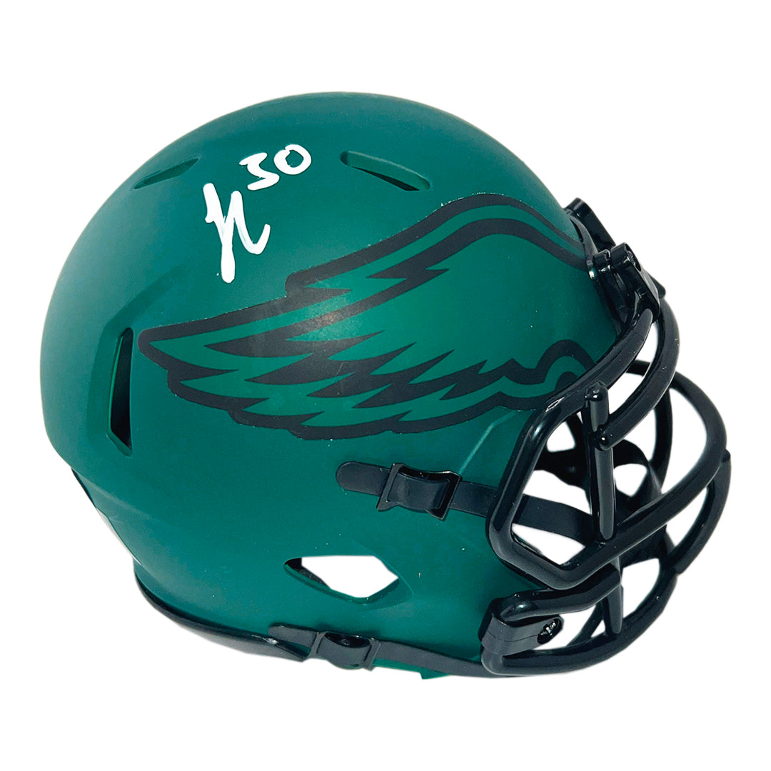 Jihaad Campbell Signed Philadelphia Eagles Rave Mini Football Helmet (Beckett)