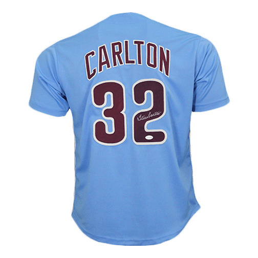 Steve Carlton Signed Philadelphia Baseball Jersey Blue (JSA)