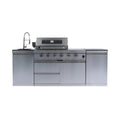 Castelle Flame Stainless Steel Outdoor BBQ Kitchen Island With 46-Inch 4-Burner 85K BTU Grill, Rotisserie Kit, And Cabinets (SAK93192) (Liquid Propane)