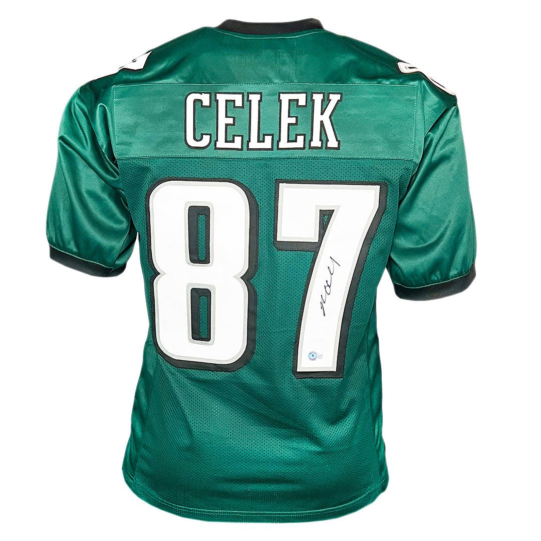 Brent Celek Signed Philadelphia Green Football Jersey (Beckett)