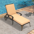 Cast Aluminum Outdoor Chaise Lounge with Removable Beige/Red Cushion (Beige)