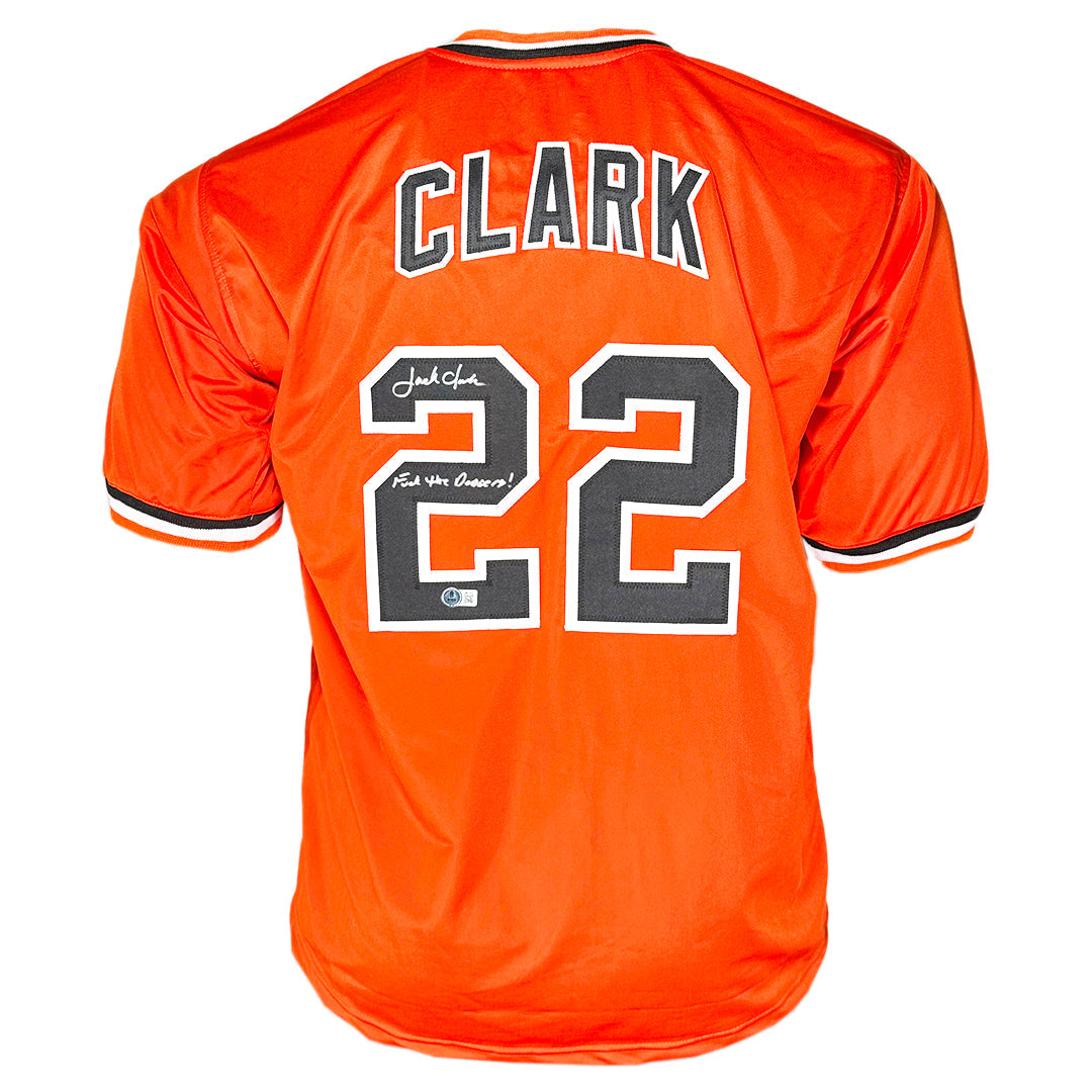 Jack Clark Signed F*** the Dodgers Inscription San Francisco Orange Throwback Baseball Jersey (Beckett)