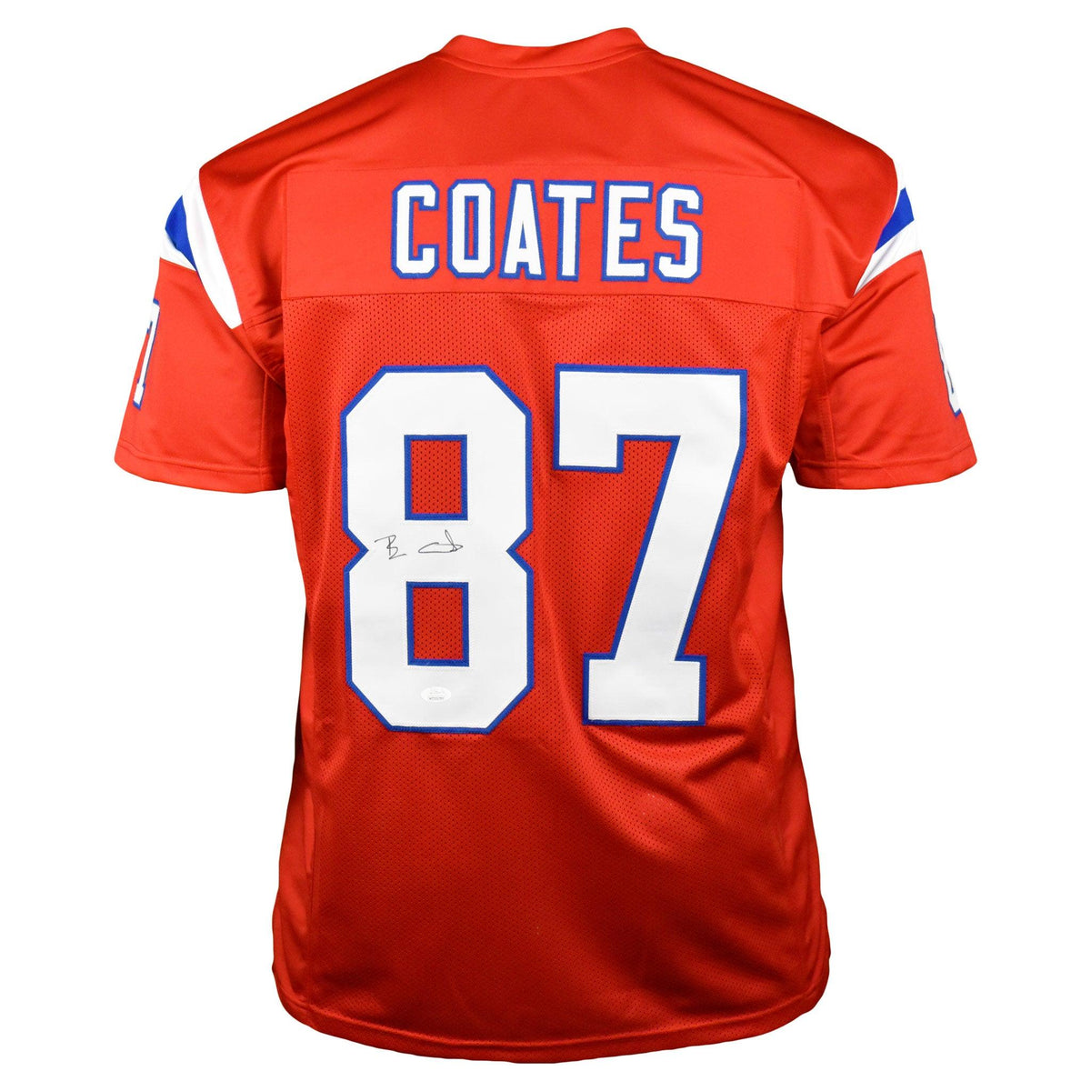 Ben Coates Signed New England Red Football Jersey (JSA)