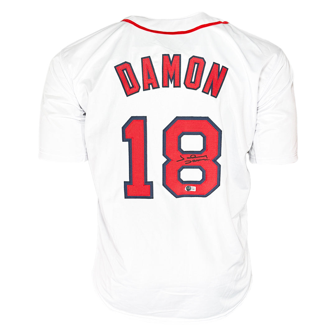 Johnny Damon Signed Black Ink Boston White Baseball Jersey (Beckett)