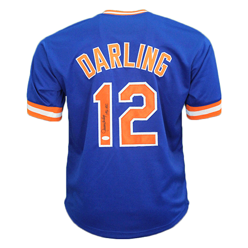 Ron Darling signed New York blue 1986 WSC Pro Style Baseball Jersey Blue (JSA)