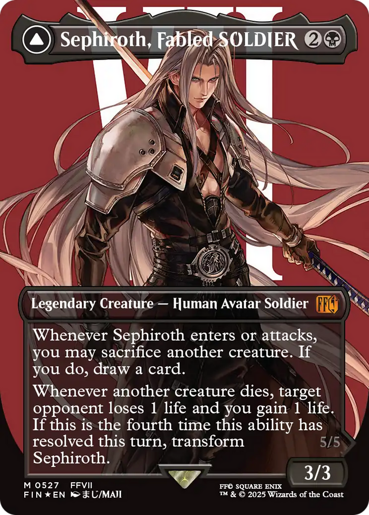 Sephiroth, Fabled SOLDIER // Sephiroth, One-Winged Angel (FIN-527) - FINAL FANTASY (Borderless) Foil (Near Mint)