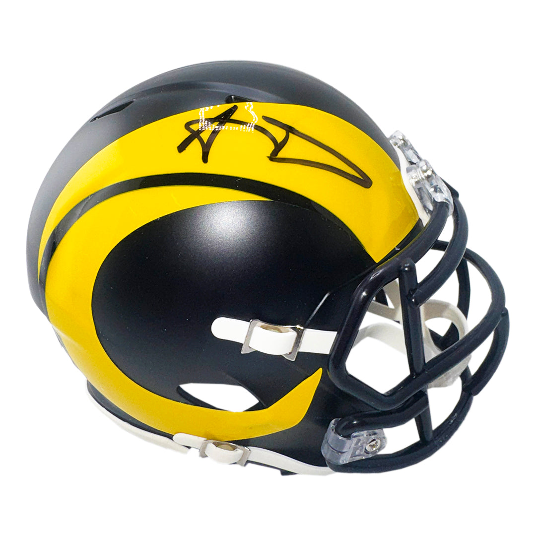 Aaron Donald Signed Los Angeles Rams Rivalries Speed Mini Football Helmet (Beckett)