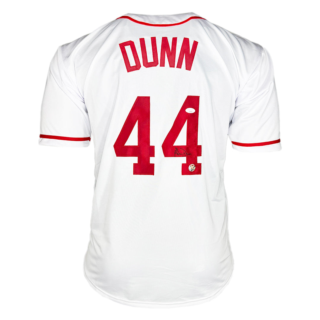 Adam Dunn Signed Cincinnati White Baseball Jersey (JSA)