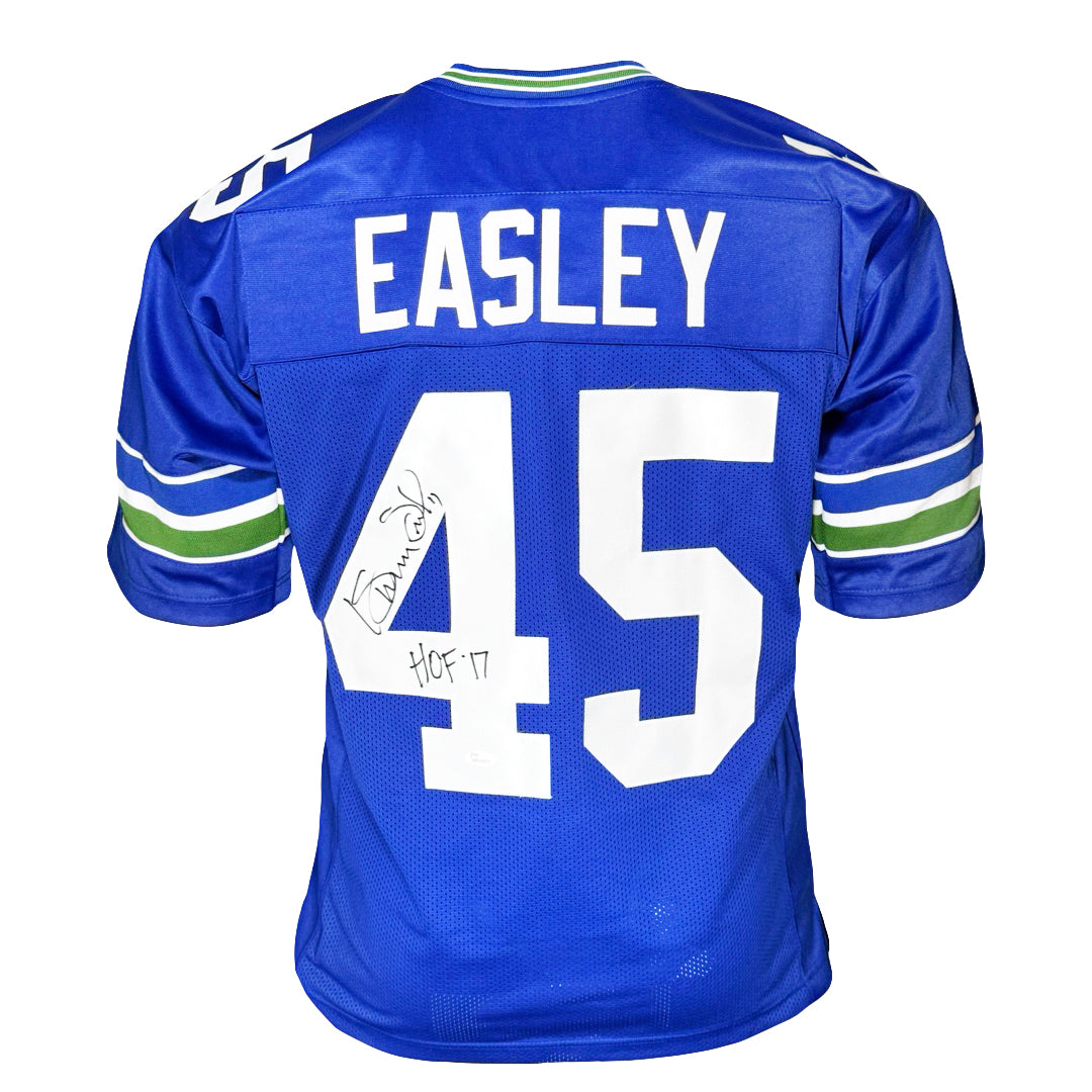 Kenny Easley Signed HOF 17 Inscription Seattle Blue Football Jersey (JSA)