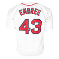 Alan Embree Signed 04 WS Champs Inscription Boston White Baseball Jersey (Beckett)