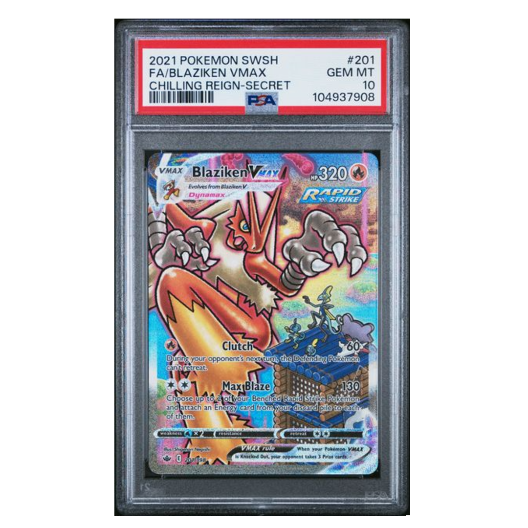 Blaziken Vmax Alternat Art Chilling Reign #201  PSA 10