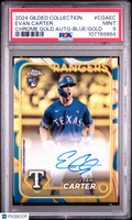 2024 Topps Gilded Collection Chrome Gold Auto Evan Carter #CGAEC Blue /50 PSA 9