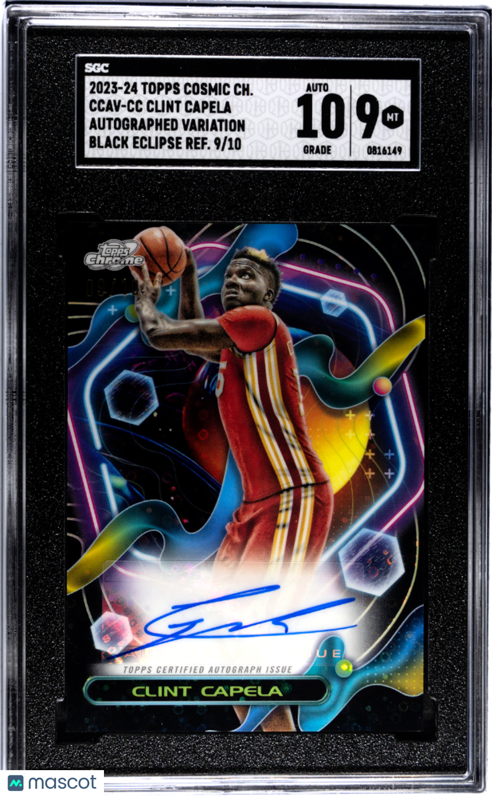 2023 Topps Cosmic Chrome Clint Capela #CCAV-CC Auto Black Eclipse SGC 9 Auto 10