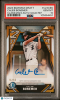 2024 Bowman Draft Class Of 2024 Auto Caleb Bonemer #C24CBO Gold Ref 16/50 PSA 10