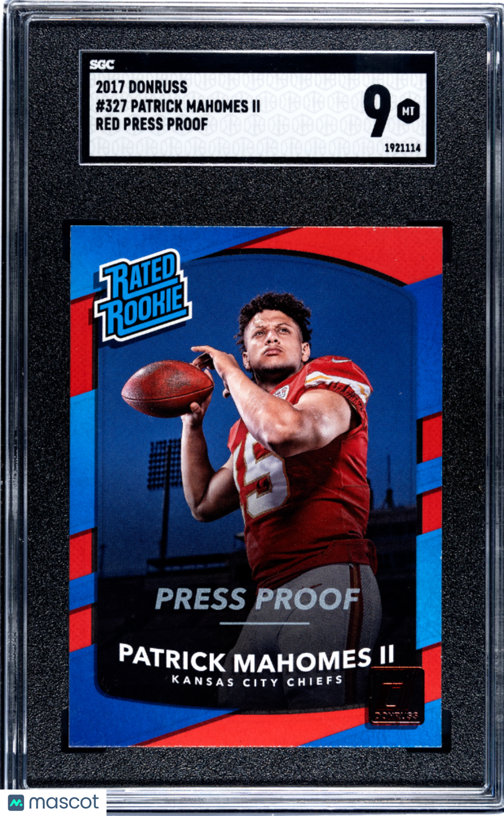 2017 Donruss Patrick Mahomes II #327 Red Press Proof SGC 9