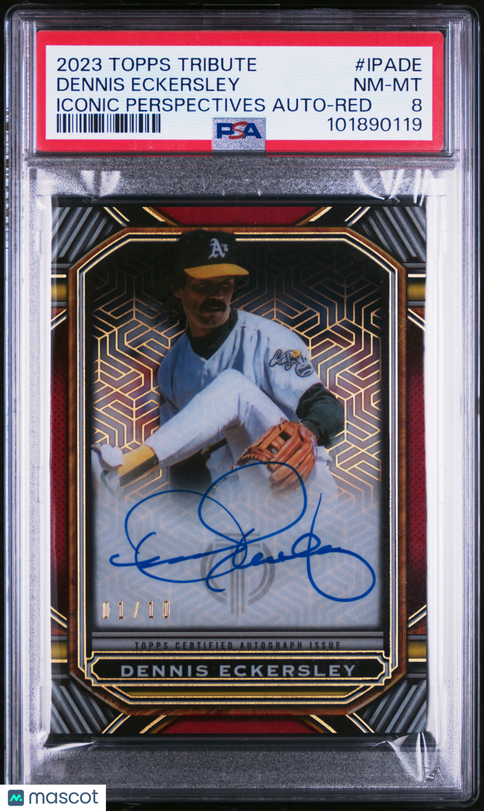 2023 Topps Tribute Perspectives Auto Dennis Eckersley #IPADE Red 01/10 PSA