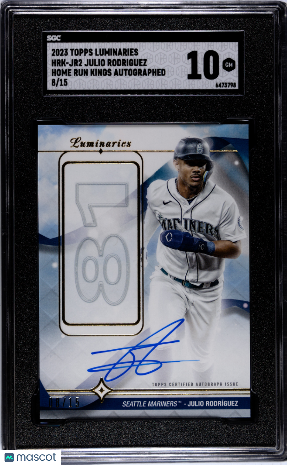 2023 Topps Luminaries Julio Rodriguez #HRK-JR2 Home Run Kings Autograph SGC 10