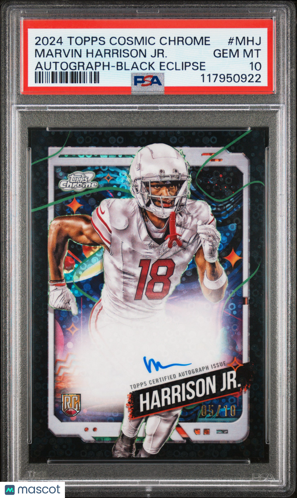 2024 Topps Cosmic Chrome Auto Marvin Harrison JR. #MHJ Black /10 PSA 10