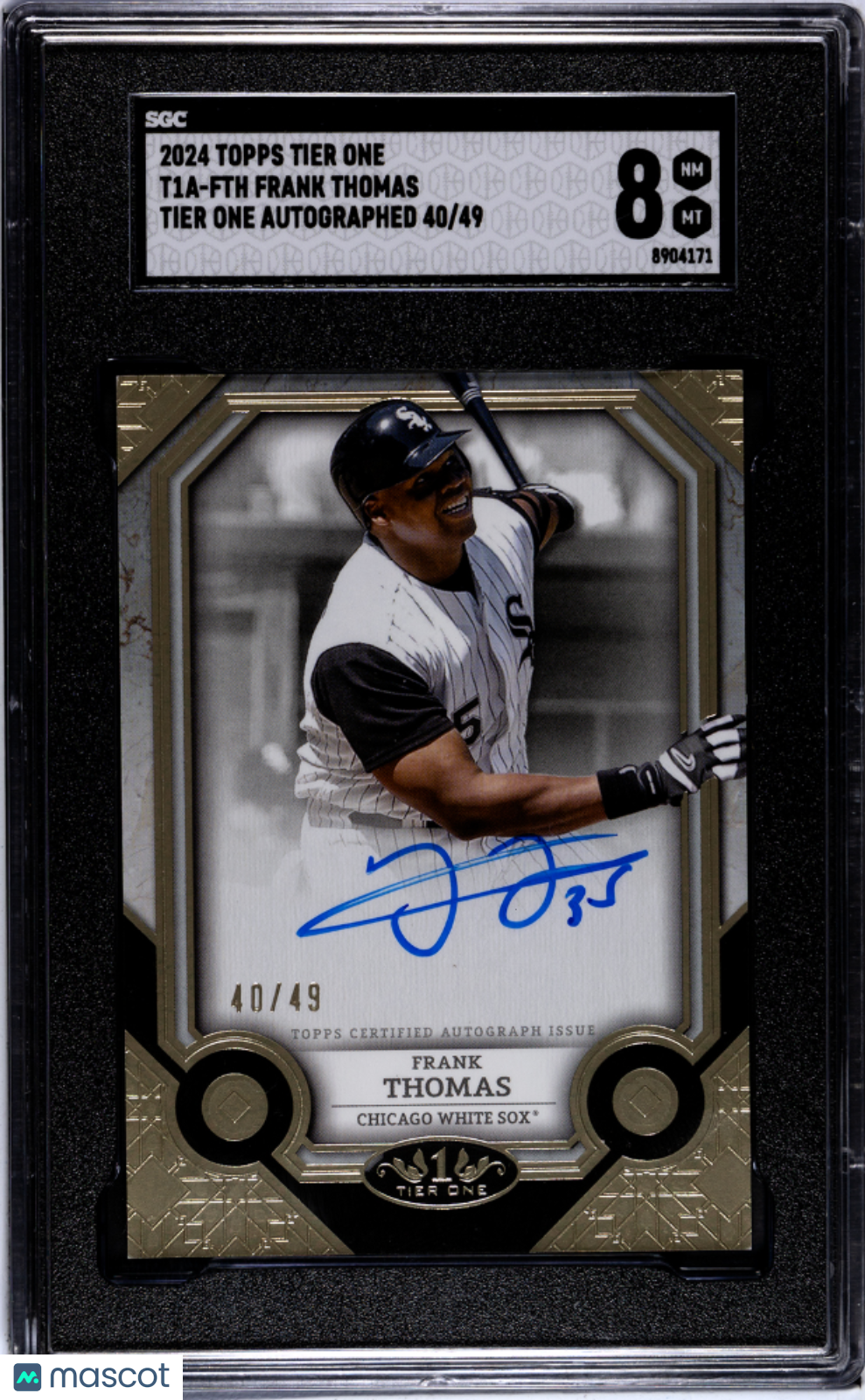 2024 Topps Tier One Frank Thomas #T1A-FTH Autograph 49 SGC 8