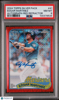 2024 Topps Silver Pack 1989 Chrome Edgar Martinez #41 Auto Red Refractor / 5 PSA