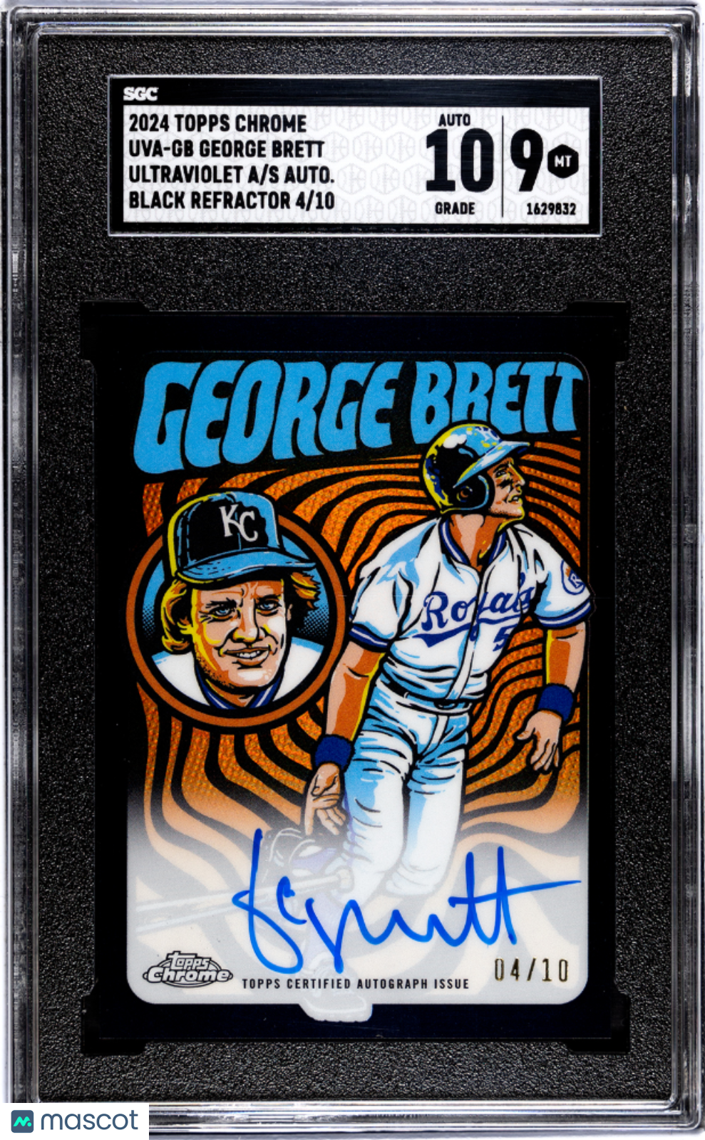 2024 Topps Chrome George Brett #UVA-GB Uv A Auto Black Refractor SGC 9 Auto 10