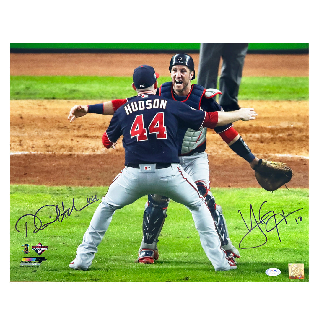 Yan Gomez & Daniel Hudson Signed Washington Nationals 2019 World Series 16x20 Baseball Photo (PSA)