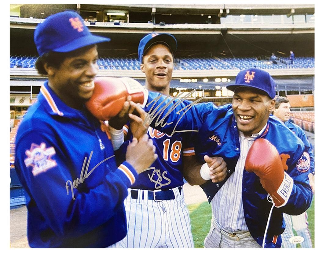 Dwight Gooden, Darryl Strawberry, Mike Tyson Signed 16x20 Pose 1 Color Photo (JSA)