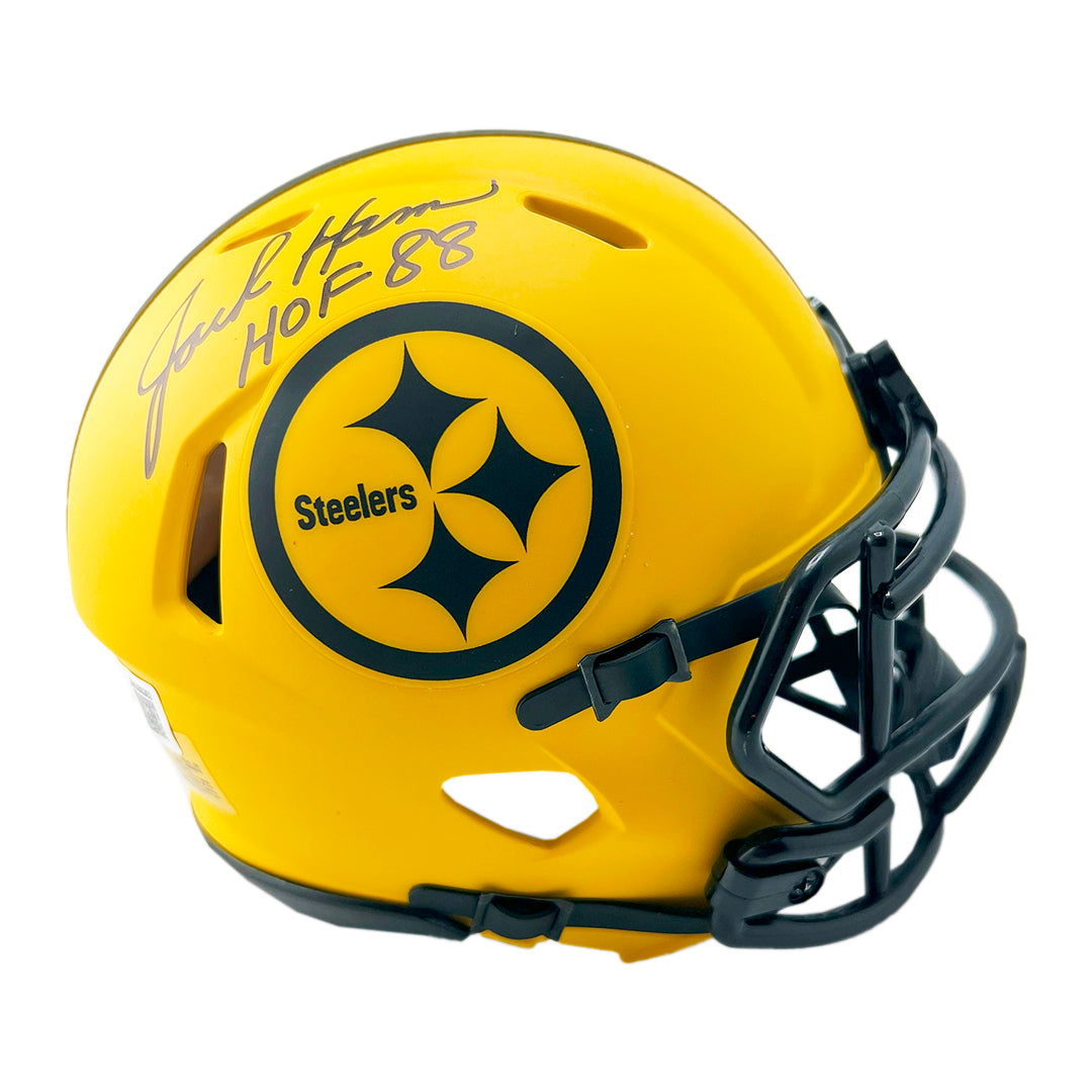 Jack Ham Signed HOF 88 Inscription Pittsburgh Steelers Rave Mini Football Helmet (Beckett)