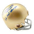 Terry Hanratty Signed 1966 Nat'l Champs Inscription Notre Dame Fighting Irish Mini Football Helmet (JSA)