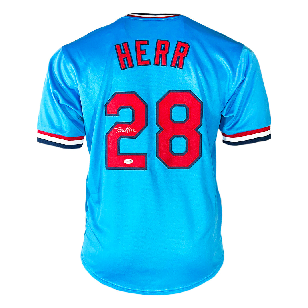 Tommy Herr Signed St. Louis Light Blue Baseball Jersey (JSA)