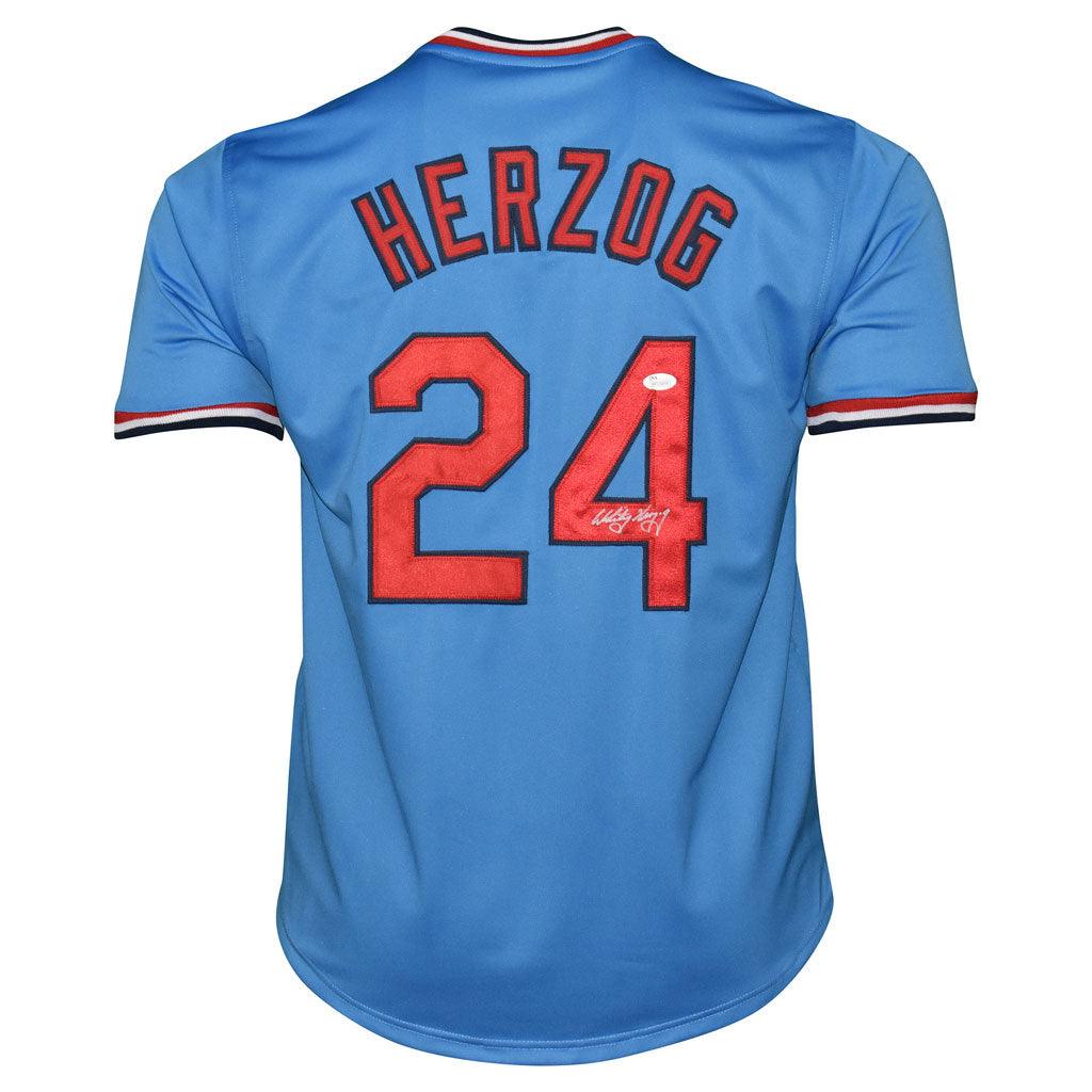 Whitey Herzog Signed St Louis Light Blue Baseball Jersey (JSA)
